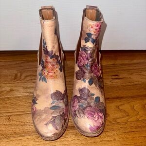 Floral Leather Ankle Boots